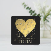 muziekoverweging gouden hart en noten kaart (Staand voorkant)