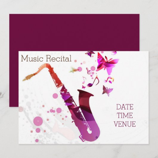 Muziekoverweging leuke saxofone concertprestaties kaart (Voorkant / Achterkant)