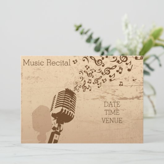 Muziekoverweging retro vooprestaties kaart (Staand voorkant)