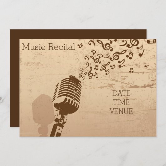 Muziekoverweging retro vooprestaties kaart (Voorkant / Achterkant)