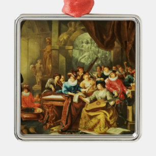 Muziekpartij in een Palatial Interior met Metalen Ornament