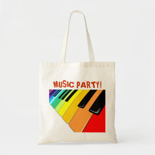 Muziekpartijkleuren toetsenbord tote bag