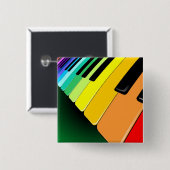 Muziekpartijkleuren toetsenbord vierkante button 5,1 cm (Voorkant /achterkant)