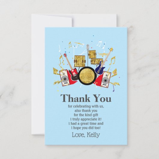 muziekparty guitar drum set musical kaart (Voorkant)