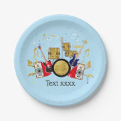 muziekparty guitar drum set musical papieren bordje (Voorkant)