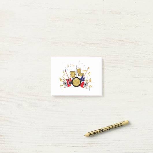 muziekparty guitar drum set musical post-it® notes (Op bureau)