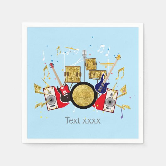 muziekparty guitar drum set musical servet (Voorkant)