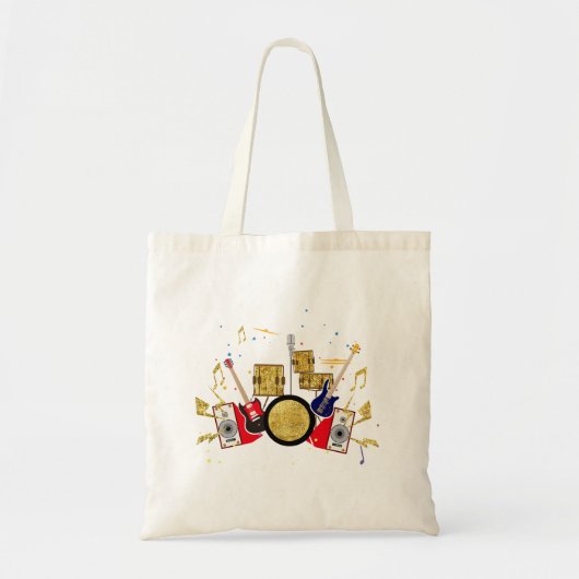 muziekparty guitar drum set musical tote bag (Voorkant)