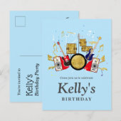 muziekparty guitar drum set musical uitnodiging briefkaart (Voorkant / Achterkant)