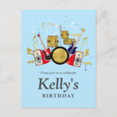 muziekparty guitar drum set musical uitnodiging briefkaart (Voorkant)