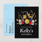 muziekparty guitar drum set musical uitnodiging briefkaart (Voorkant / Achterkant)