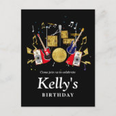 muziekparty guitar drum set musical uitnodiging briefkaart (Voorkant)