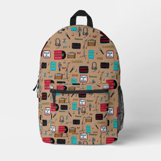 Muziekpatroon, akoestische sessie, rock-'n-roll, I Bedrukte Rugzak (Voorkant)