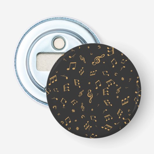 Muziekpatroon Button Flesopener (Voorkant)