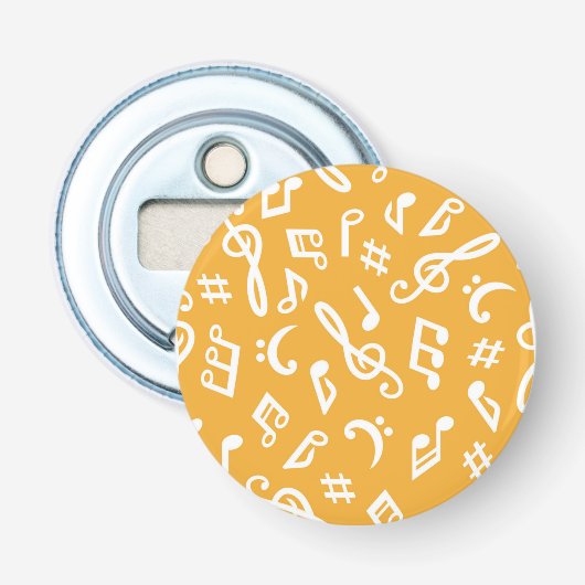 Muziekpatroon Button Flesopener (Voorkant)