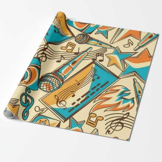 Muziekpatroon Cadeaupapier (Uitgerold)