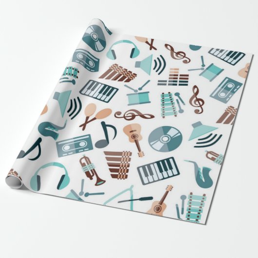 Muziekpatroon Cadeaupapier (Uitgerold)