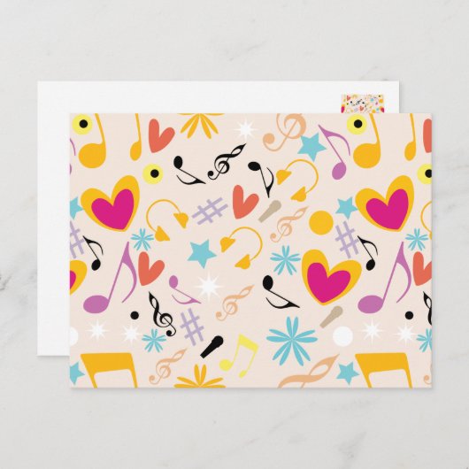 Muziekpatroon in het Abstract Briefkaart (Voorkant / Achterkant)
