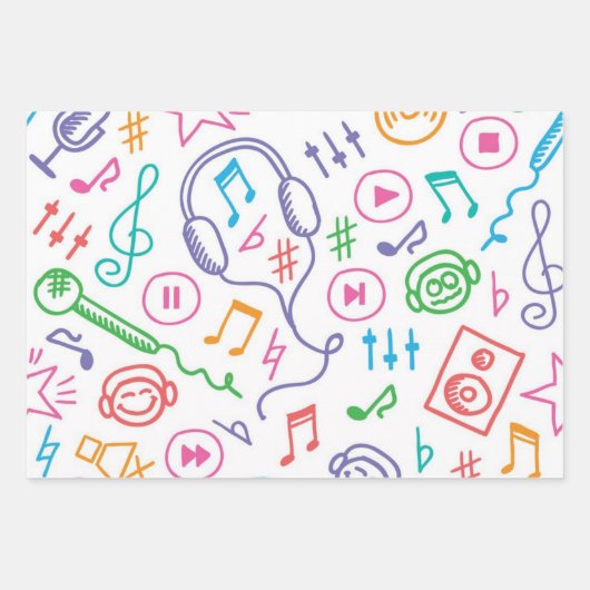 Muziekpatroon Inpakpapier Vel (Voorkant)