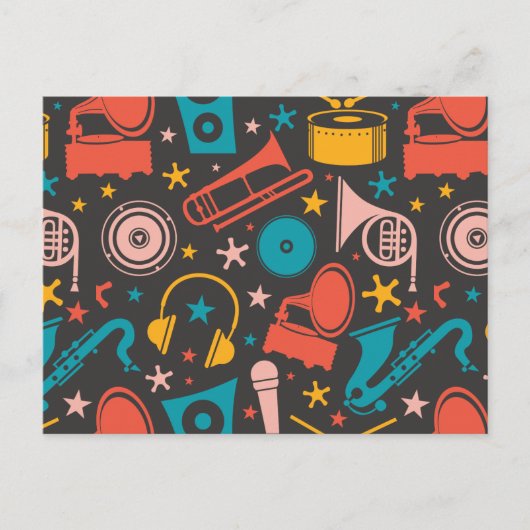 Muziekpatroon - Instrumenten Briefkaart (Voorkant)