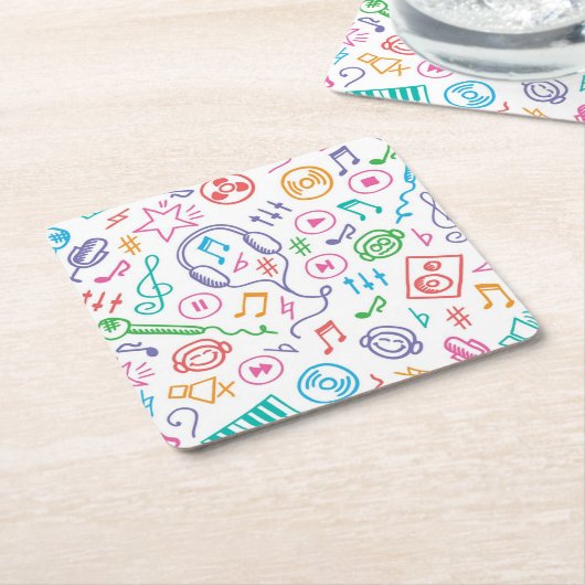 Muziekpatroon Kartonnen Onderzetters (Schuin)