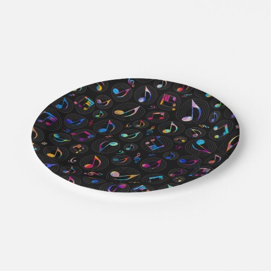 Muziekpatroon - Kleur in zwart Papieren Bordje (Gekanteld)