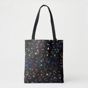 Muziekpatroon - Kleur in zwart Tote Bag