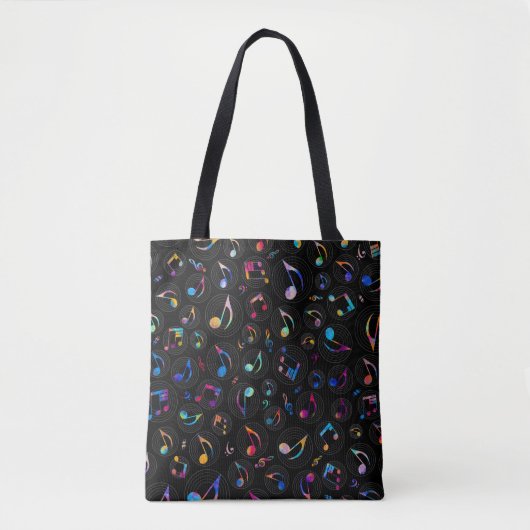 Muziekpatroon - Kleur in zwart Tote Bag (Voorkant)