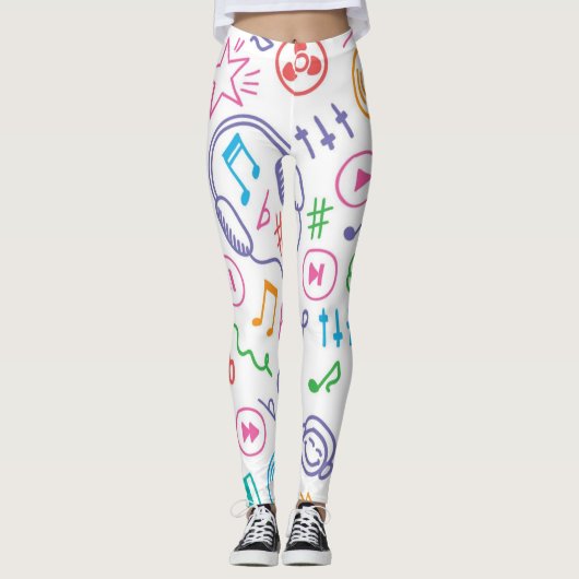 Muziekpatroon Leggings (Voorkant)