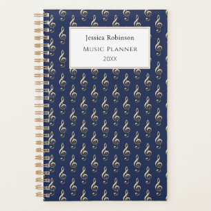 Muziekpatroon met Viool Sleutel in Elegante Marine Planner