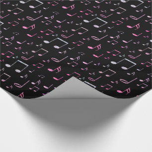 Muziekpatroon op zwart cadeaupapier