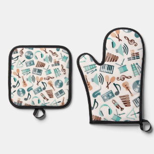 Muziekpatroon Ovenwant & Pannenlap Set