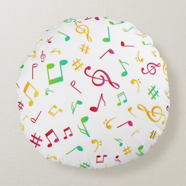 Muziekpatroon Rond Kussen (Voorkant)