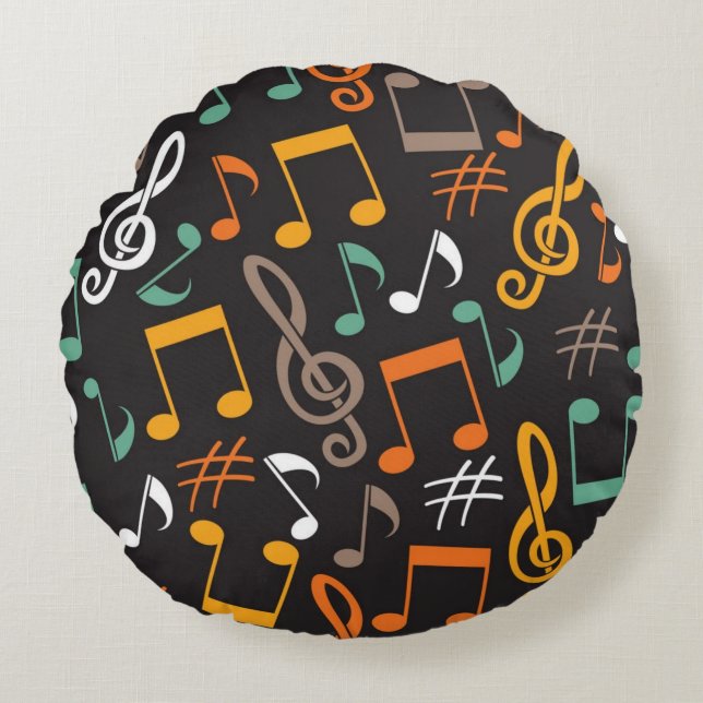 Muziekpatroon Rond Kussen (Voorkant)