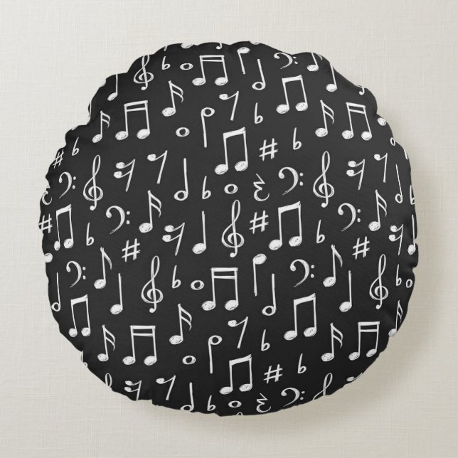 Muziekpatroon Rond Kussen (Voorkant)