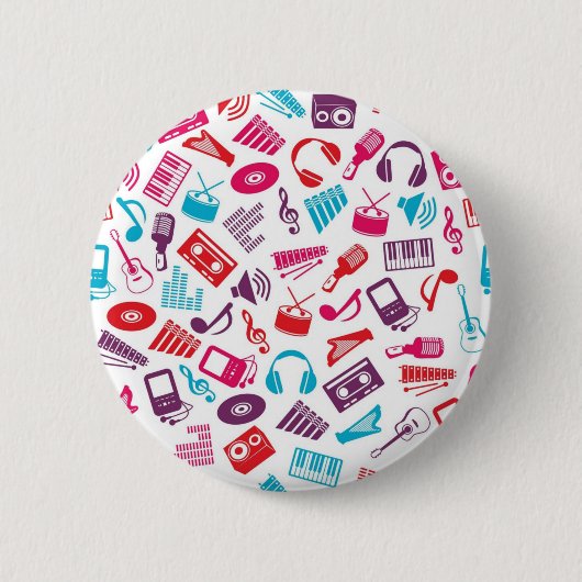 Muziekpatroon Ronde Button 5,7 Cm (Voorkant)