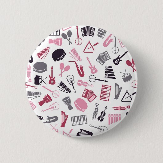 Muziekpatroon Ronde Button 5,7 Cm (Voorkant)