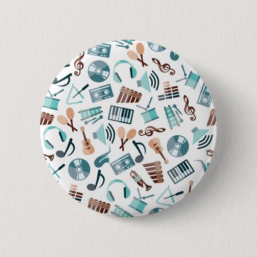 Muziekpatroon Ronde Button 5,7 Cm (Voorkant)