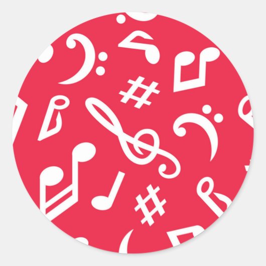 Muziekpatroon Ronde Sticker (Voorkant)