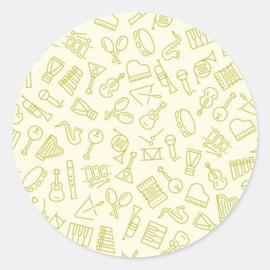 Muziekpatroon Ronde Sticker (Voorkant)