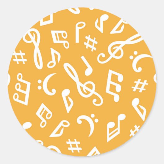 Muziekpatroon Ronde Sticker (Voorkant)