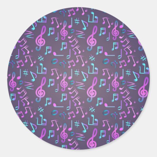 Muziekpatroon Ronde Sticker (Voorkant)