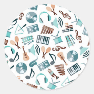 Muziekpatroon Ronde Sticker