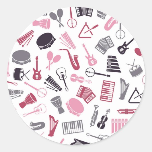 Muziekpatroon Ronde Sticker (Voorkant)