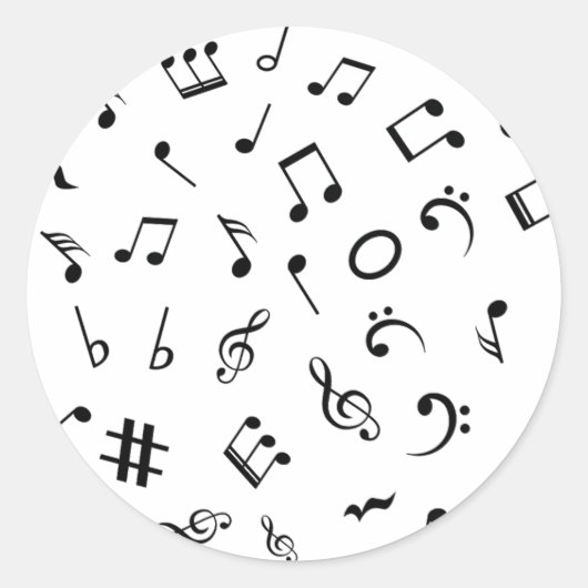 Muziekpatroon Ronde Sticker (Voorkant)