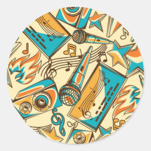 Muziekpatroon Ronde Sticker