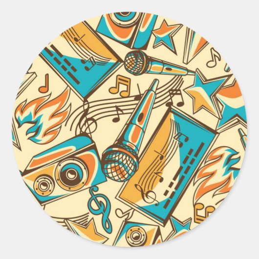 Muziekpatroon Ronde Sticker (Voorkant)
