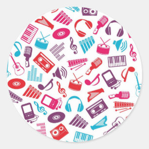 Muziekpatroon Ronde Sticker