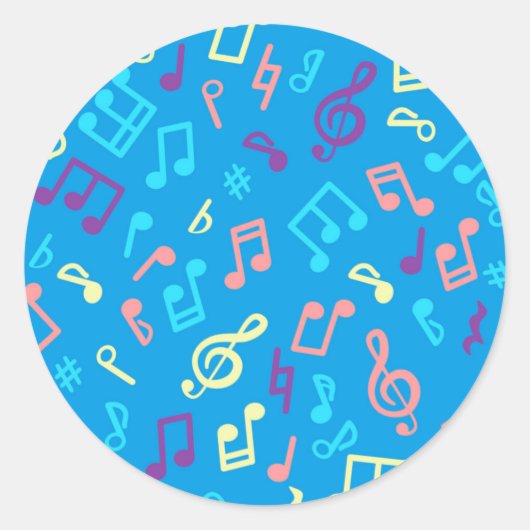 Muziekpatroon Ronde Sticker (Voorkant)