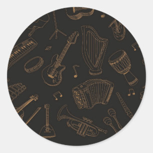 Muziekpatroon Ronde Sticker